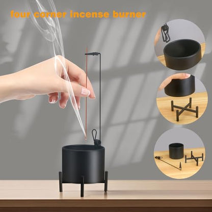 2 Pack Incense Holder for Sticks, Anti-Ash Flying Metal Incense Burner with Iron Catcher Stable 4-Legged Base, Perfect for Meditation, Yoga, Home Decor – Mess-Free Design