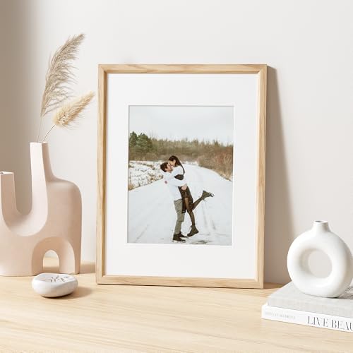 12x16 Picture Frame Set of 4 Natural Solid Oak Photo Frames with 8.5x11 Removable Mat Wall Hanging Large Handcrafted Frame with HD Plexiglass Wall and Tabletop Display Large Poster Frame - color: Oak, size: 12X16,4P