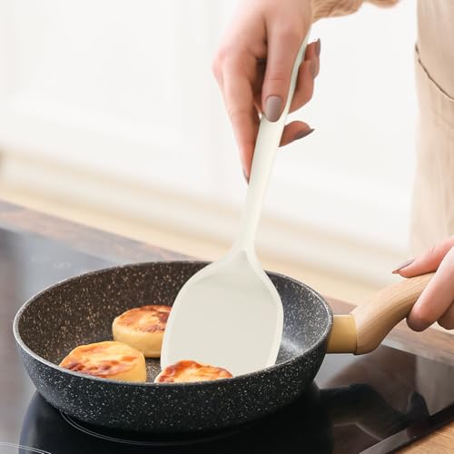 Silicone Kitchen Utensils Set,Utensils Sets for Cooking, Dishwasher Safe | Seamless Spatula Set for Nonstick Cookware, BPA-Free,Heat Resistant up to 600°F, Housewarming Gift, Cream White - color: Cream White