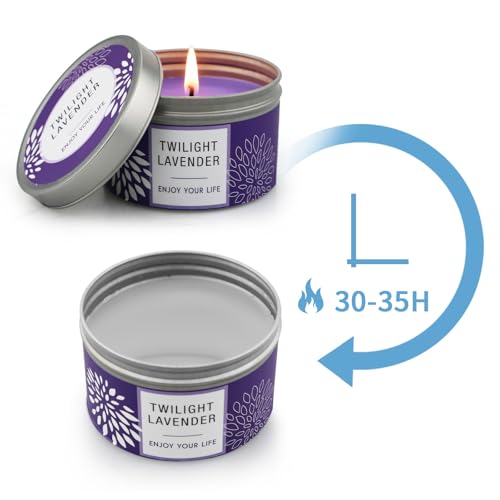 Scented Candle Gift Set for Women, 3 Pack Large Soy Wax Candles in Tins, 6.2 oz Each, 30-35 Hr Burn, Lavender, Orange Blossom & Mahogany Woods - size: Large 3-Tin Candle Set