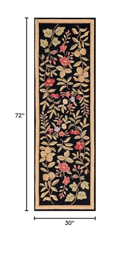 SAFAVIEH Chelsea Collection Runner Rug - 2'6" x 6', Black, Hand-Hooked French Country Wool, Ideal for High Traffic Areas in Living Room, Bedroom (HK210B) - color: Black, size: 2'6" x 6' (Runner)