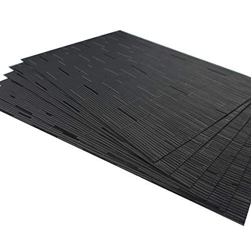 Placemats for Dining Table Washable Woven Vinyl Placemats Heat-resistand Table Dinner Placemats Set of 6 (Black) - color: Babmoo Black, size: placemats set of 6