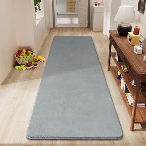 Modern Soft Hallway Runner Rug, 2x6 Feet Grey Washable Runner Rugs | Fluffy Bedroom Bedside Rugs, Indoor Non Slip Memory Foam Rug Carpet for Hallway Entrance Kitchen Living Room Decor - color: Grey, size: 2' x 6' (Runner)