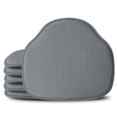 Shinnwa Windsor Chair Cushions Set of 6, Farmhouse Chair Pads for Dining Room, Non Slip Kitchen Seat Cushions, 6 Pack, 17 x 15.5 inches, Grey - color: Grey, size: 6 Count (Pack of 1)