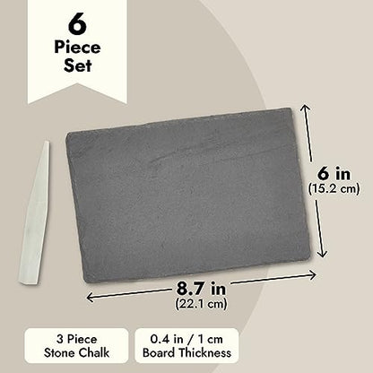 Juvale Mini Charcuterie Boards - 6-Pack, 6 x 8.75 in, Black Slate - Slate Charcuterie Boards & Cheese Platter for Sushi & Appetizers
