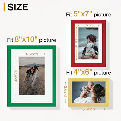 Vittanly 12 Pack Gallery Wall Frame Set, Green, Red, Gold | Gallery Wall Frame Set: 4pcs 8x10, 4pcs 5x7 & 4pcs 4x6 Photos for Wall & Table, Picture Frames made of Engineered Wood - color: Green & Red & Gold