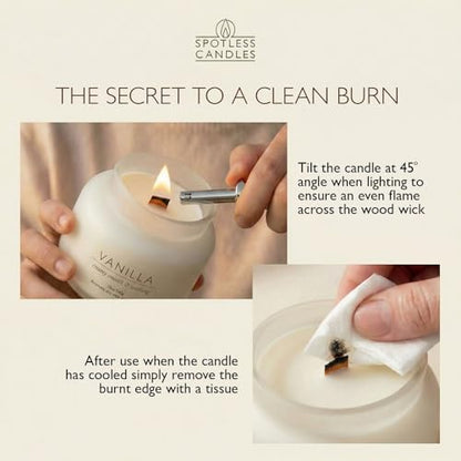 Vanilla Volcano Candle 19oz: 80-Hour Burn, Creamy Smooth Vanilla Scent, Hybrid Soy Wax, Crackling Wood Wick, Cream Matte Glass Jar, Gold Foil Gift Box by Spotless Candles - color: Vanilla 19, size: 19oz