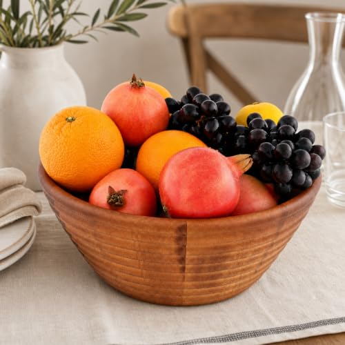 Arthur Court Large Acacia Wooden Hive-Style Salad Bowl - Unique Serving Bowl for Fruits, Snacks, and Salads - 5" H x 12" Diameter - size: 5 inch Tall x 12 Diameter