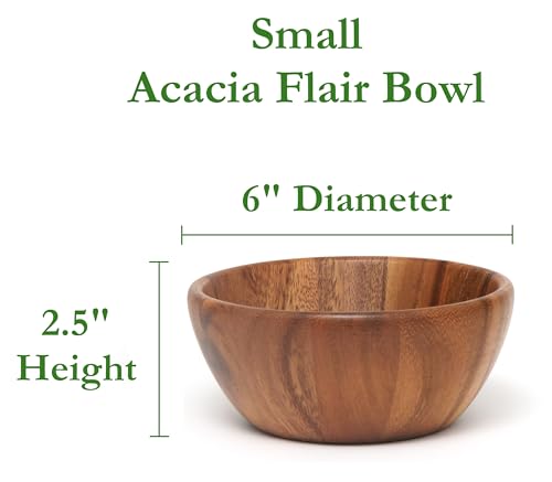 Lipper International Acacia Round Flair Serving Bowl for Fruits or Salads, Small, 6" Diameter x 2.5" Height, Single Bowl (Pack of 12) - size: Small (Pack of 12)