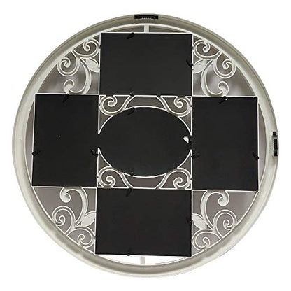 MKUN 2Pack of 4x6 Wall Photo Collage Frames - Round Circular Circle Wall Hanging Picture Collage Frame with Leaf Decoration, 5- Opening (White) - color: White