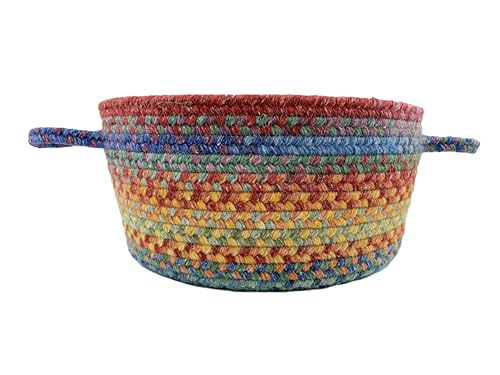 Capel American Heritage Multi 20" Round Braided Rug Basket | USA Made, Premium Wool Blend - color: Multi Color, size: 1'8" x 1' (Round Basket)
