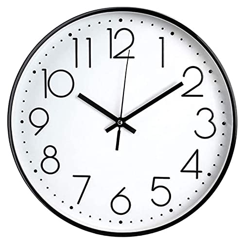 8in Non-Ticking Wall Clock, Silent Battery Operated Wall Clock with ABS Frame HD Glass Cover for Kids Living Room Bedroom Kitchen School Office Decor (8 in) - color: White