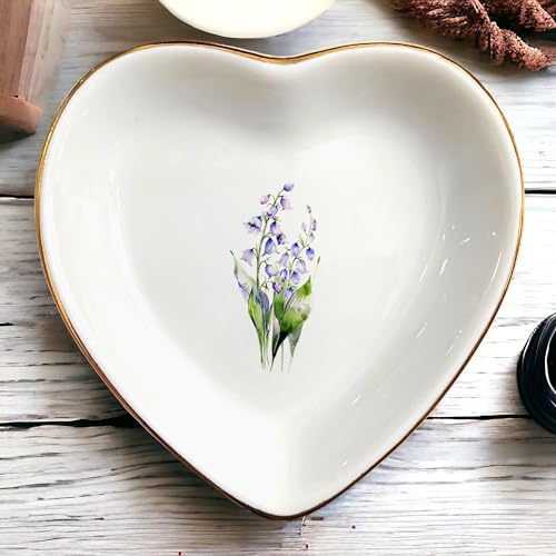 May Lily of The Valley Ring Dish- Floral Jewelry Dish for Hippie,Nature,Pace-May Flower for Mom,Mother-in-law,Step Mom,Godmother,Aunt,Grandma,Sister,Friend-Birthday Flower Gifts - style: 5 - May (LOTV)