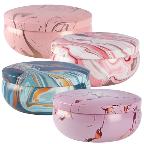 4 Pack Citronella Candles-3 Wick Scented Candles,Outdoor Candle Bulk 12 oz Large Candle Gift for Patio,Summer Gifts,Anniversaries GIF. - color: Style3-Pink blue