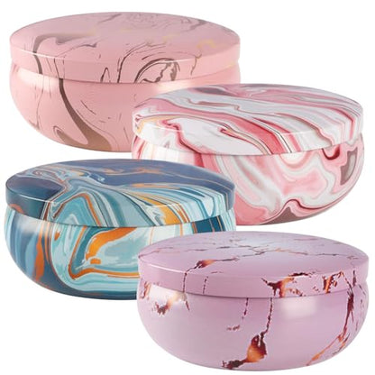 4 Pack Citronella Candles-3 Wick Scented Candles,Outdoor Candle Bulk 12 oz Large Candle Gift for Patio,Summer Gifts,Anniversaries GIF. - color: Style3-Pink blue