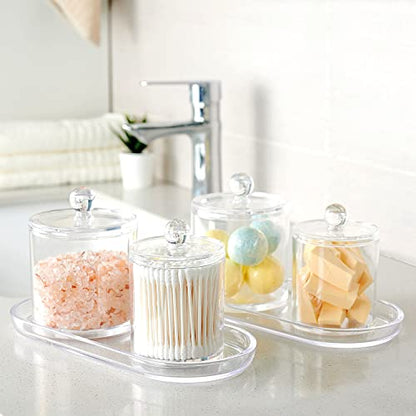 SheeChung Acrylic Vanity Tray, 2 Pack, Clear, 9.65 in x 4.5 in x 0.79 in, Catchall Tray, Countertop Sink Tray Dispenser, Sturdy Holder for Cabinet, Shelf, Cupboard, or Closet Organization | 9.65" x 4.5", Perfume Jewelry Candle Dispenser Catchall Tray, Stu