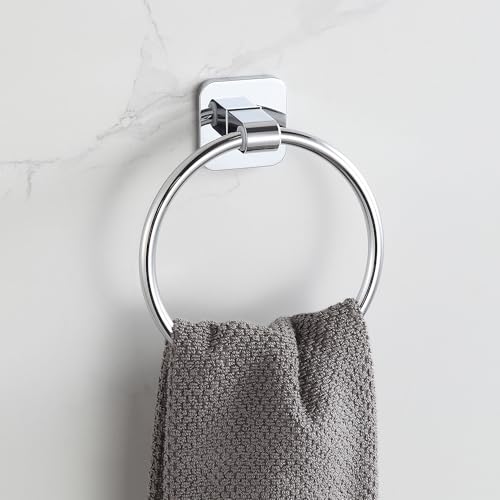 Bathroom Accessories Set, 4 Pieces Bathroom Hardware Set, 24 inch Towel Bar, Towel Racks, Robe Towel Hooks, Toilet Paper Holder Wall Mounted Or Self-Adhesive,Stainless Steel and Plastic (Chrome) - color: Chrome