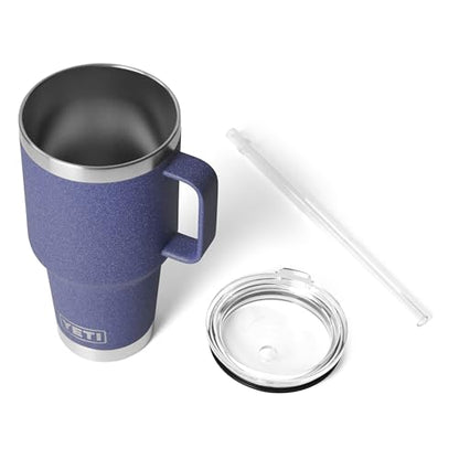 YETI Rambler 35 oz Tumbler with Handle and Straw Lid, Travel Mug Water Tumbler, Vacuum Insulated Cup with Handle, Stainless Steel, Moon Dust - Textured - color: Moon Dust - Textured, style: 35oz