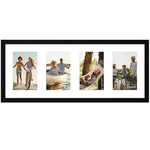 Fixwal 8x20 Collage Picture Frame, Holds Four 4x6 Photos, PVC | Shatter Resistant Plastic Cover, Wall Decor - size: 8x20（4-4x6）