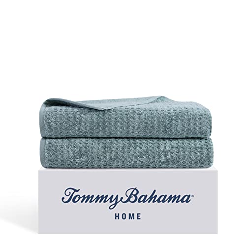 Tommy Bahama - Bath Towels, Highly Absorbent & Soft Bathroom Essentials, Low Linting & Fade Resistant, Oeko-Tex Certified (Northern Pacific Turquoise, 2-Piece) - color: Northern Pacific Bay Blue, size: 2 Piece Bath Towels