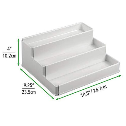 mDesign Plastic Expandable 3-Tier Shelf Rack Organizer - Storage for Bathroom Vanity, Cabinet, Cupboard, Drawer - Holds Medicine, Vitamins, Supplements, Cosmetics - Ligne Collection - Light Gray - color: Light Gray