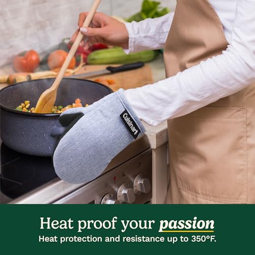 Cuisinart Mini Oven Mitts, 2-Pack, Neoprene Grip, Heat Resistant 350F | Cotton-lined, non-slip neoprene palm, ambidextrous design, ideal for smaller hands and everyday cooking - color: Light Blue