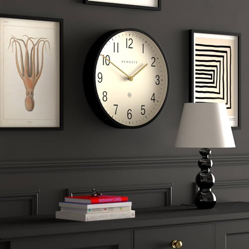 NEWGATE® Universal wall Clock | Large Metal Modern Classic Clock | 17" | Deep case in matt Black | Arabic Numbers | Mid-Century Style for Kitchen, Living Room or Office - style: Arabic