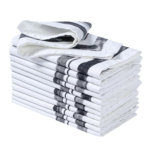 Ramanta Home Cloth Dinner Napkins Set of 12 Black, 18x18 Inches | Frame Border Napkins for Wedding, Soft Washable Table Linen for Everyday Use - color: Black, size: 18" x 18" (Set of 12)