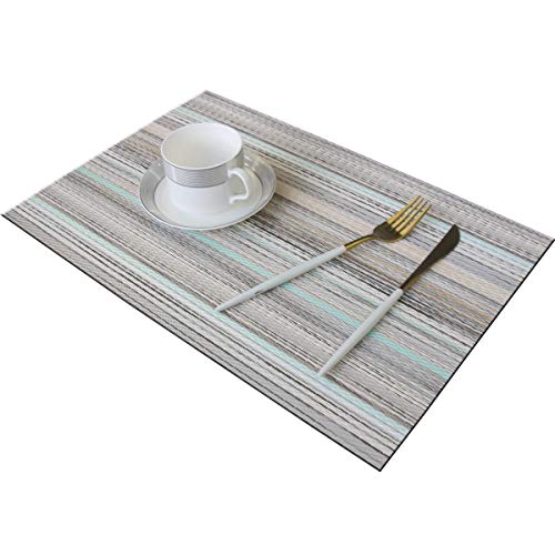 Table Mats Set of 6 Vinyl Placemats Washable Easy to Clean PVC Placemat (placemats Set of 6,Green) - color: Multicolour Green, size: placemats set of 6