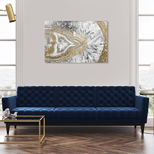 Oliver Gal Abstract Modern Canvas Wall Art Agate Geode Crystal Ready to Hang Home Decor 30.0 x 45.0 Gold and White Canvas Art for Living Room - size: 30"L x 45"W, style: Wrapped Canvas