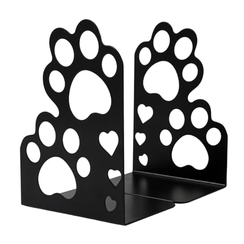 Cat Paw Book Ends, Metal Heavy Duty Bookends for Shelves | Non Skid Book Divider Decorative Holder, Abstract Art Desgin Book Stopper Supports for Office, Home - color: Cat Paw