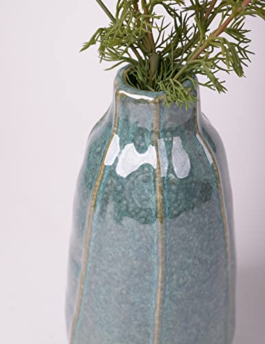 HAUCOZE Ceramic Flower Vase Decorative Sculpture Modern Home Decor 8.3 Inch | Ceramic Handmade Gift Table Centerpiece Ornament for Dried Fresh Flower Plants - size: Large