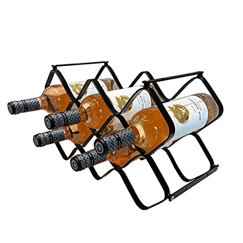 10-Bottle Metal Lattice Wine Rack, Wall Mountable & Freestanding Tabletop Holder for Home, Kitchen, or Bar, Black