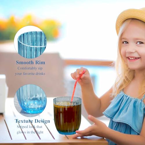 Acrylic Clear Highball Plastic Cups | Plastic Reusable Tumblers 15oz (Set of 8) | Stackable | BPA-free Tumblers | Shatterproof | Top-rack Dishwasher Safe - color: Multicolor, size: 15 Ounces