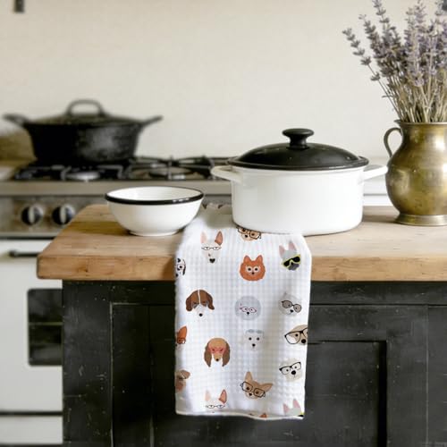 Cute Dog Kitchen Towels, Dog Lover Gifts Dish Towels for Kitchen, Highly Absorbent Hand Towel Tea Towel, 16 x 25 Inch Drying Towel Housewarming Gifts for Women Friends - color: Lm 343
