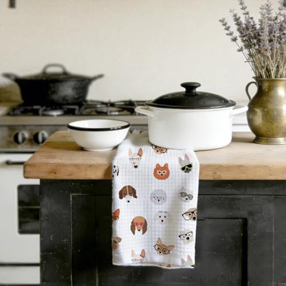 Cute Dog Kitchen Towels, Dog Lover Gifts Dish Towels for Kitchen, Highly Absorbent Hand Towel Tea Towel, 16 x 25 Inch Drying Towel Housewarming Gifts for Women Friends - color: Lm 343