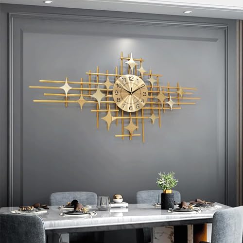 Modern 39.3 Inch Gold Silent Wall Clock - Chic Quartz Home Decor for Living Room, Stylish Accent for Contemporary Interiors, Unique Decorative Piece