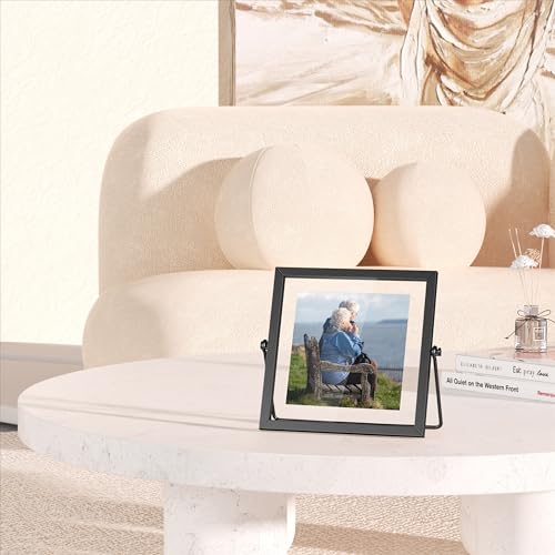 4x4 Floating Picture Frame, Black old Small Photo Frame, Metal Pressed Flowers Desk Picture Frame with Glass, Great for Photos, Gift, Pictures, Wedding, Portraits - color: 4"x4" Black