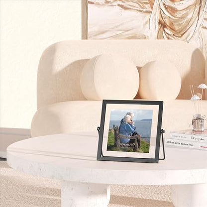 4x4 Floating Picture Frame, Black old Small Photo Frame, Metal Pressed Flowers Desk Picture Frame with Glass, Great for Photos, Gift, Pictures, Wedding, Portraits - color: 4"x4" Black