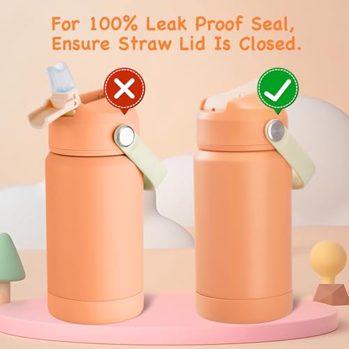Kerilyn 12oz Water Bottle, Stainless Steel Insulated Water Bottle with Straws Leak-Proof, Water Cup Double Wall Vacuum, BPA Free, Vibrant Orange - color: Vibrant Orange