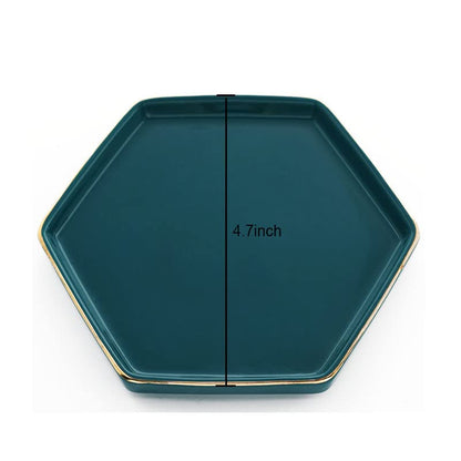 HANKOR 4.7 inch Ceramic Jewelry Dish Tray, Small Ring Holder Dish, Green Catch All Trinket Tray for Keys Rings Earrings - color: Green