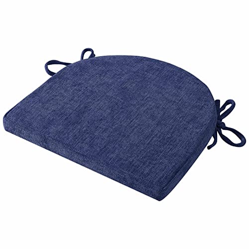 Sweet Home Collection Chair Cushions 100% High Density Memory Foam Pads U Shaped 17" x 16"Non Slip Skid Rubber Back Seat Cover, 12 Count, Navy Blue(Pack of 1) - color: Navy Blue, size: 12 Count (Pack of 1)