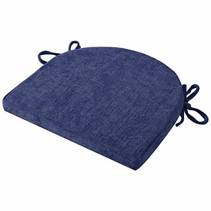Sweet Home Collection Chair Cushions 100% High Density Memory Foam Pads U Shaped 17" x 16"Non Slip Skid Rubber Back Seat Cover, 2 Pack, Navy Blue(Pack of 1) - color: Navy Blue, size: 2 Count (Pack of 1)