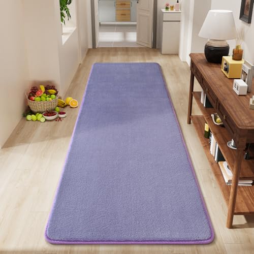 Modern Soft Hallway Runner Rug, 2x6 Feet Purple Washable Runner Rug | Fluffy Bedroom Bedside Rugs, Indoor Non Slip Memory Foam Rug Carpet for Hallway Entrance Kitchen Living Room Decor - color: Purple, size: 2' x 6' (Runner)