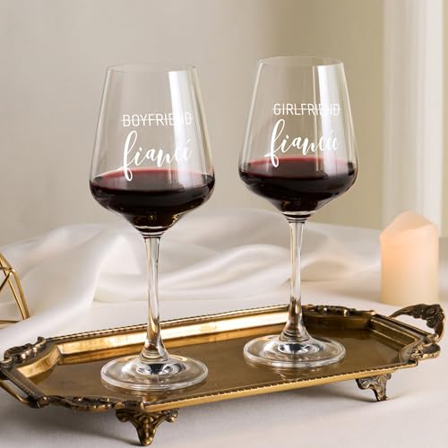 AW BRIDAL Engagement Gifts for Couples Fiance and Fiancee Wine Glasses Set | Engaged Wine Glasses with Wine Stopper & Wood Keepsake Box, 2026 Wedding Gifts for Newlyweds, Bride to Be Gifts for Women - style: Fiance/Fiancee