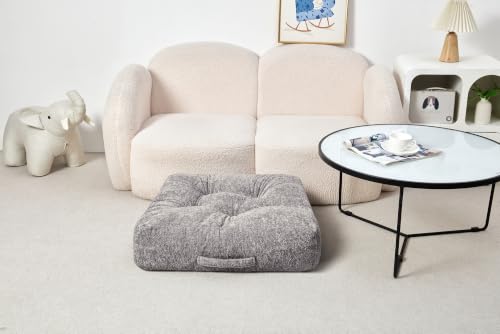 Floor Cushion Pillow, Portable Large | Meditation Adult Sitting Pillow with Handle for Tatami, Living Room & Yoga (1, Square, Gray, 22 x 22 x 6 inches) - color: Square, Gray