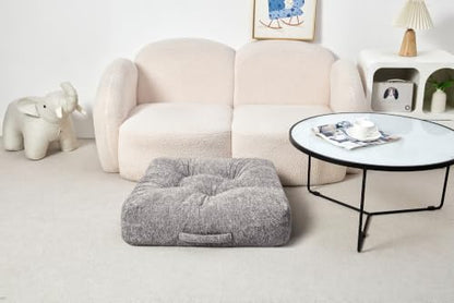 Floor Cushion Pillow, Portable Large | Meditation Adult Sitting Pillow with Handle for Tatami, Living Room & Yoga (1, Square, Gray, 22 x 22 x 6 inches) - color: Square, Gray