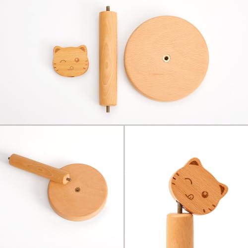 Vinoil Toilet Paper Holder Stand, Cute Cat Design Wooden Toilet Paper Holder Free Standing, Decorative Toilet Roll Holder, Scrunchies Holder Stand, Hair Ties Organizer