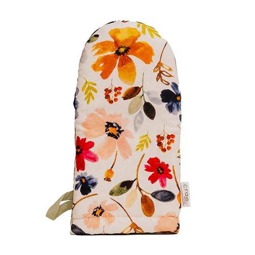 Crae Home Cute Cotton Oven Mitt, Heat-Resistant Kitchen Mitt for Baking Use | Silicone Grip Lined, Hanging Loop, Pot Holder Style Oven Glove, Baking & Cooking, 10.5 x 5.5 Inch, Ester Pattern Kitchen Mitt - color: Ester