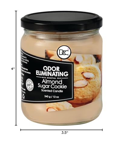 Almond Sugar Cookie Odor Eliminating Highly Fragranced Candle - Eliminates 95% of Pet, Smoke, Food, and Other Smells Quickly - Up to 80 Hour Burn time - 12 Ounce Premium Soy Blend - color: Bronze